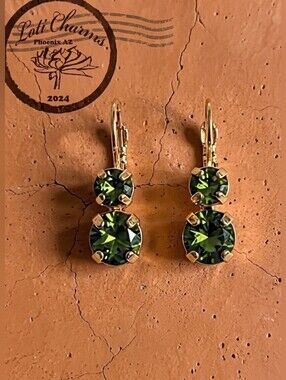 5.7 Carats Natural Green Peridot 14K Gold Plated Earrings